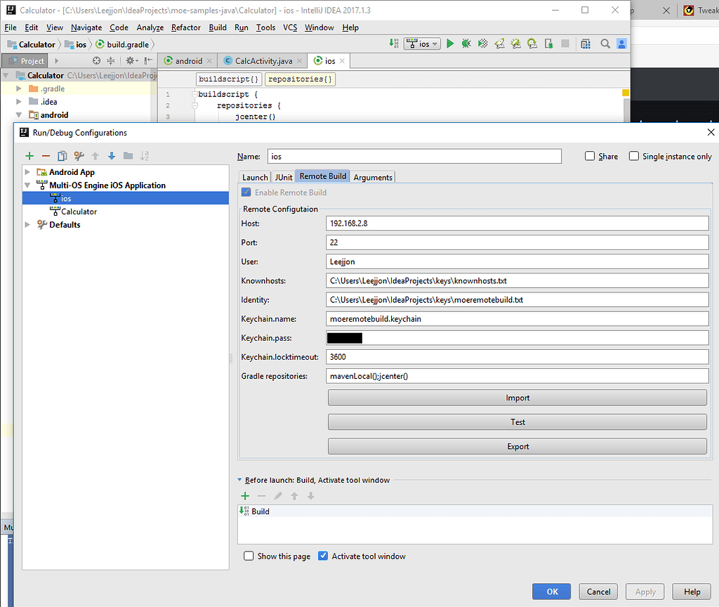 Connection error when setting up remote build [FIXED, never mind ...